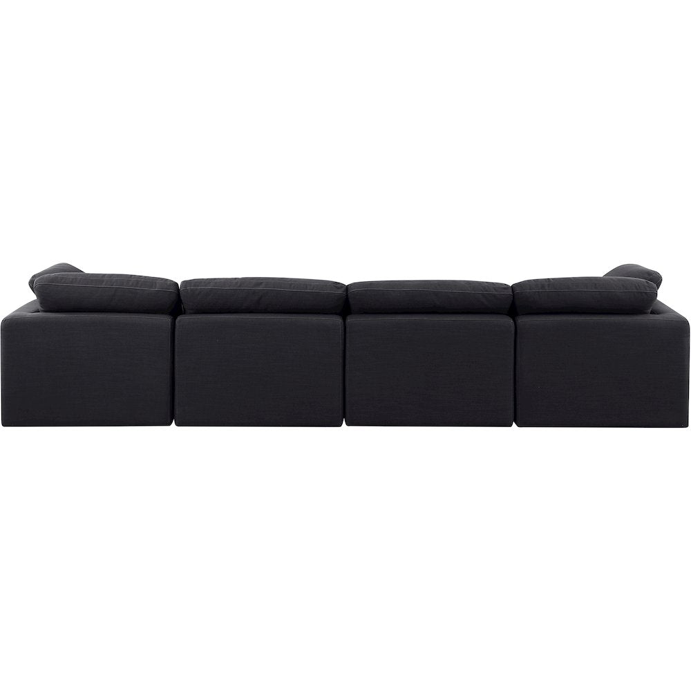 Indulge Black Linen Textured Fabric Modular Sofa
