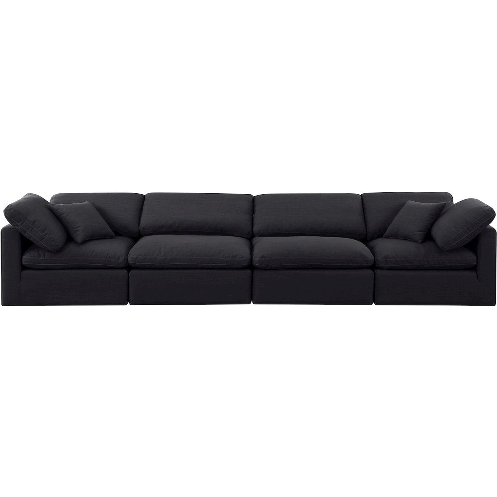 Indulge Black Linen Textured Fabric Modular Sofa