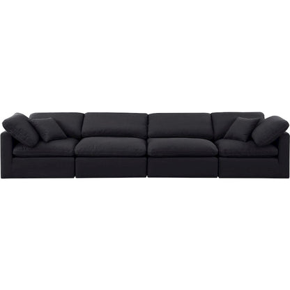 Indulge Black Linen Textured Fabric Modular Sofa