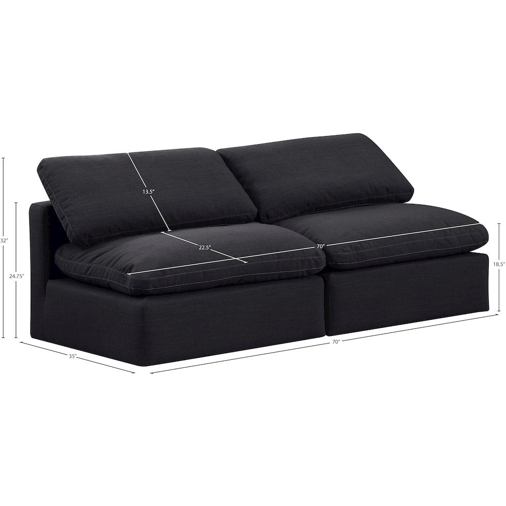 Indulge Black Linen Textured Fabric Modular Sofa