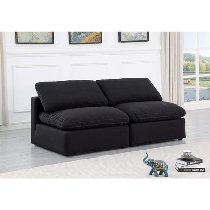 Indulge Black Linen Textured Fabric Modular Sofa