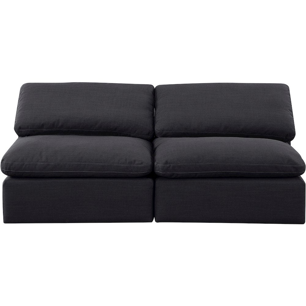Indulge Black Linen Textured Fabric Modular Sofa