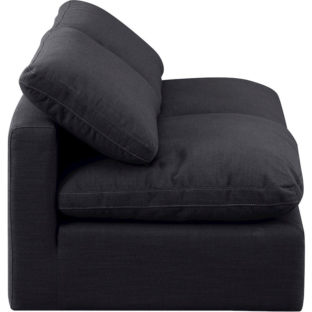 Indulge Black Linen Textured Fabric Modular Sofa