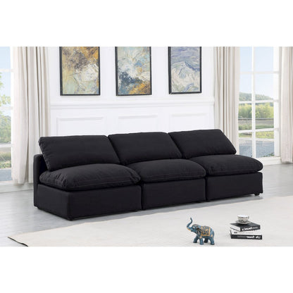 Indulge Black Linen Textured Fabric Modular Sofa