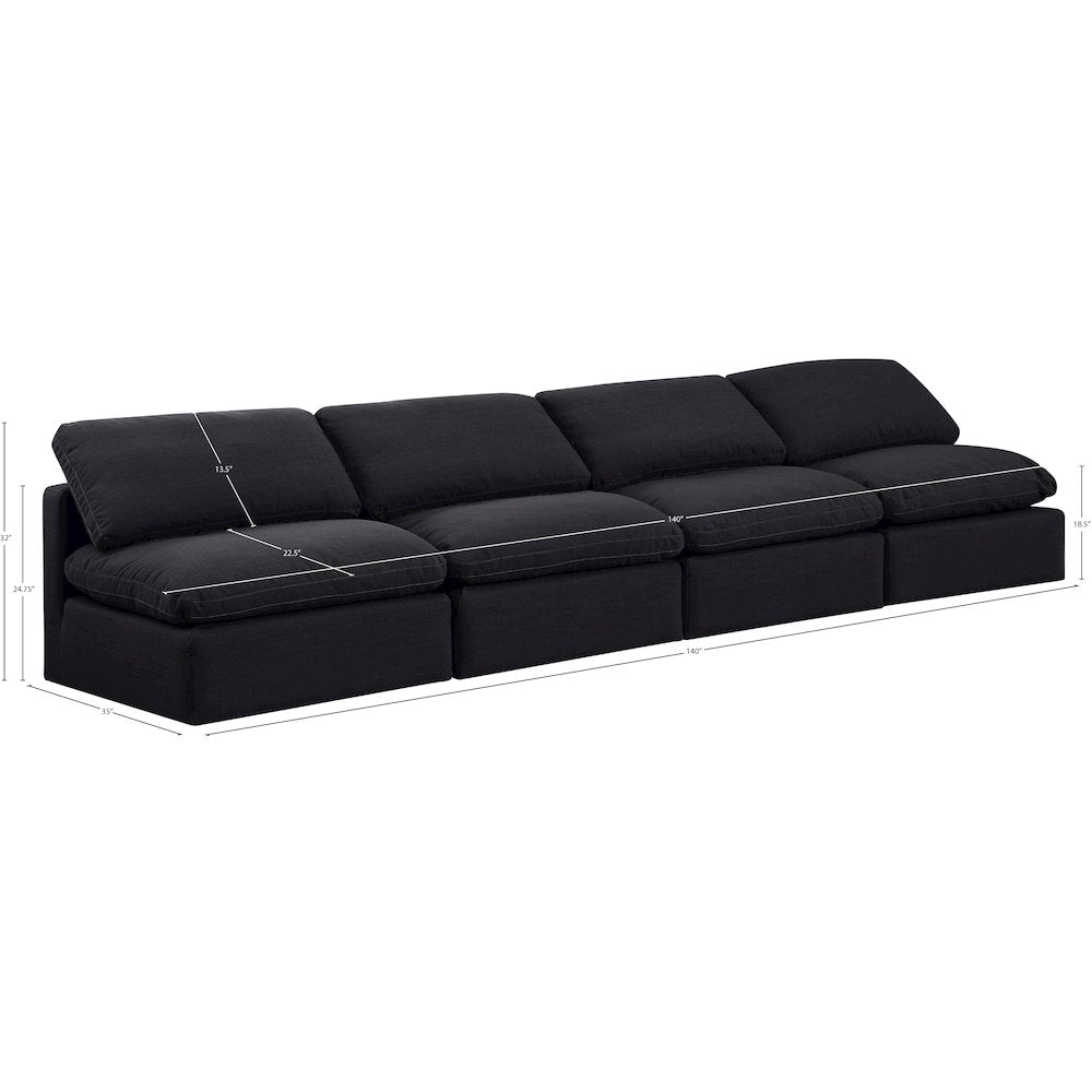Indulge Black Linen Textured Fabric Modular Sofa