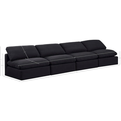 Indulge Black Linen Textured Fabric Modular Sofa