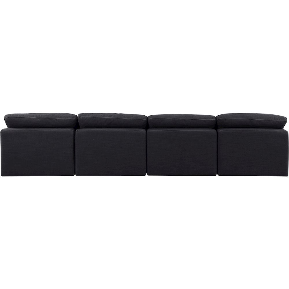 Indulge Black Linen Textured Fabric Modular Sofa