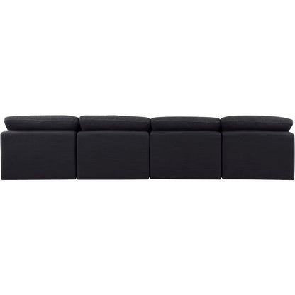 Indulge Black Linen Textured Fabric Modular Sofa