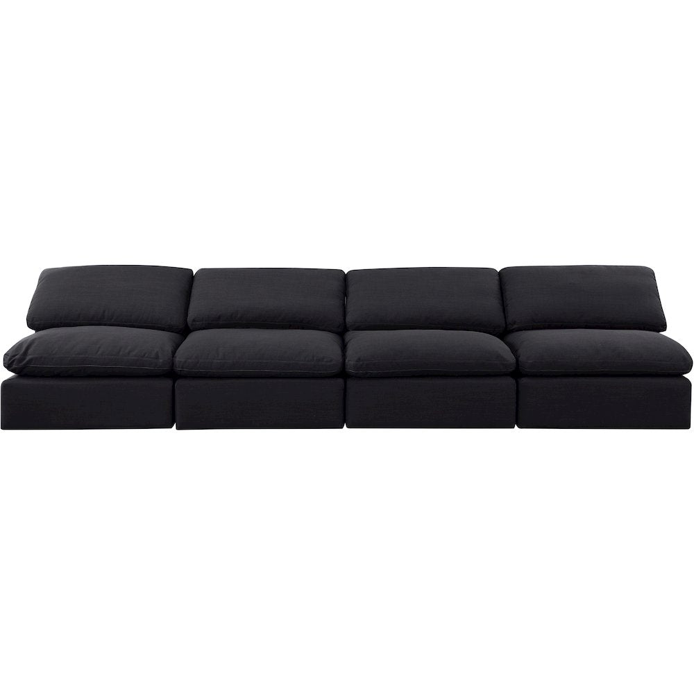 Indulge Black Linen Textured Fabric Modular Sofa