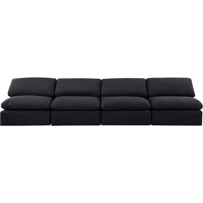 Indulge Black Linen Textured Fabric Modular Sofa