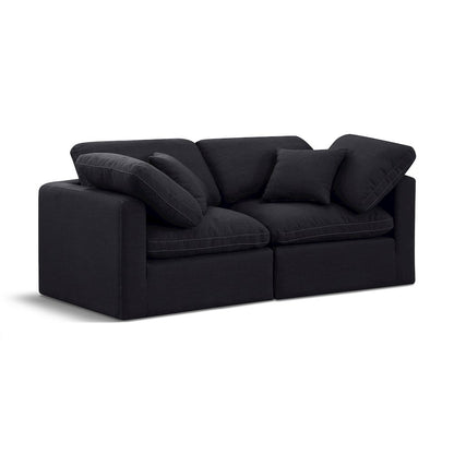 Indulge Black Linen Textured Fabric Modular Sofa