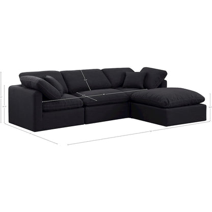 Indulge Black Linen Textured Fabric Modular Sectional