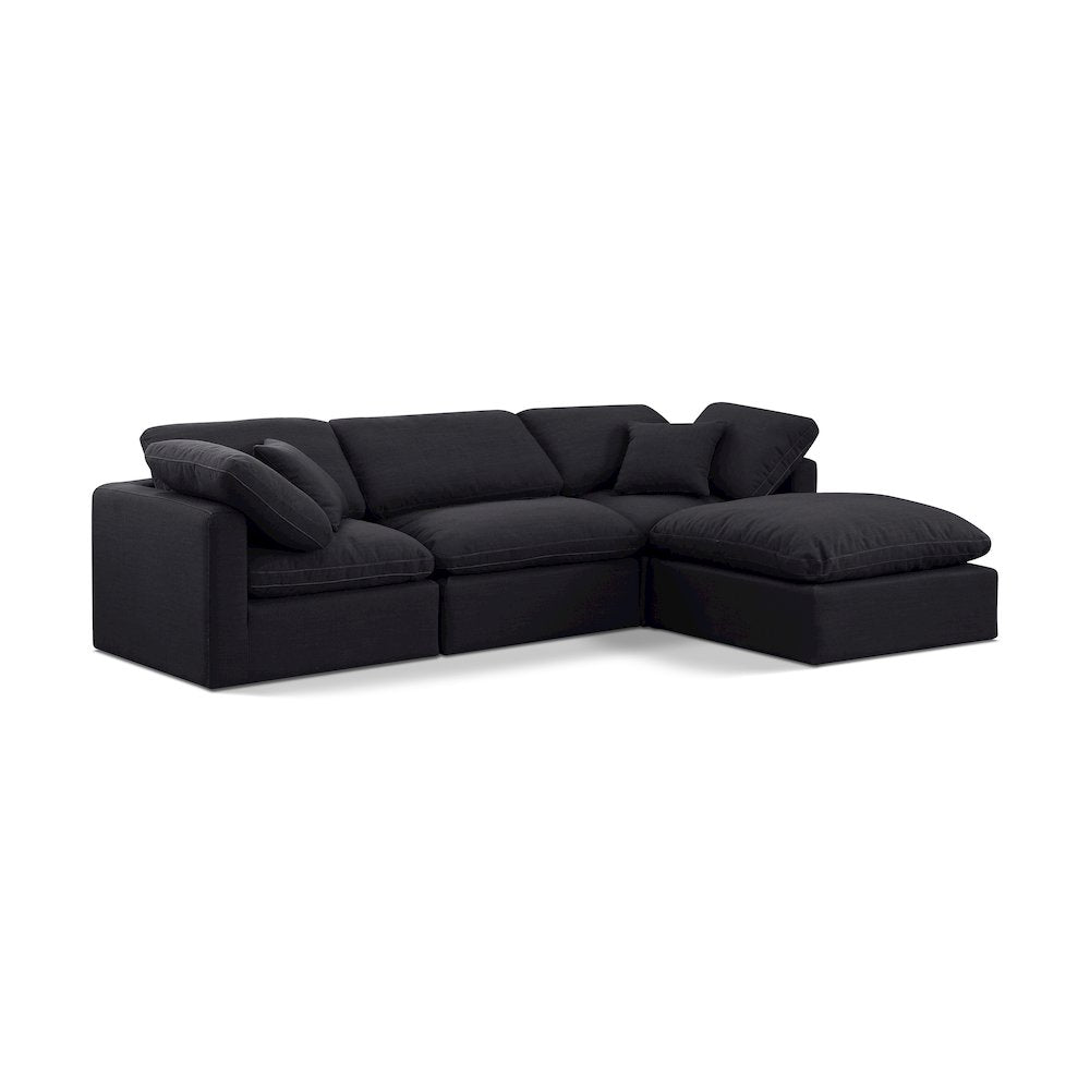 Indulge Black Linen Textured Fabric Modular Sectional