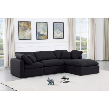 Indulge Black Linen Textured Fabric Modular Sectional