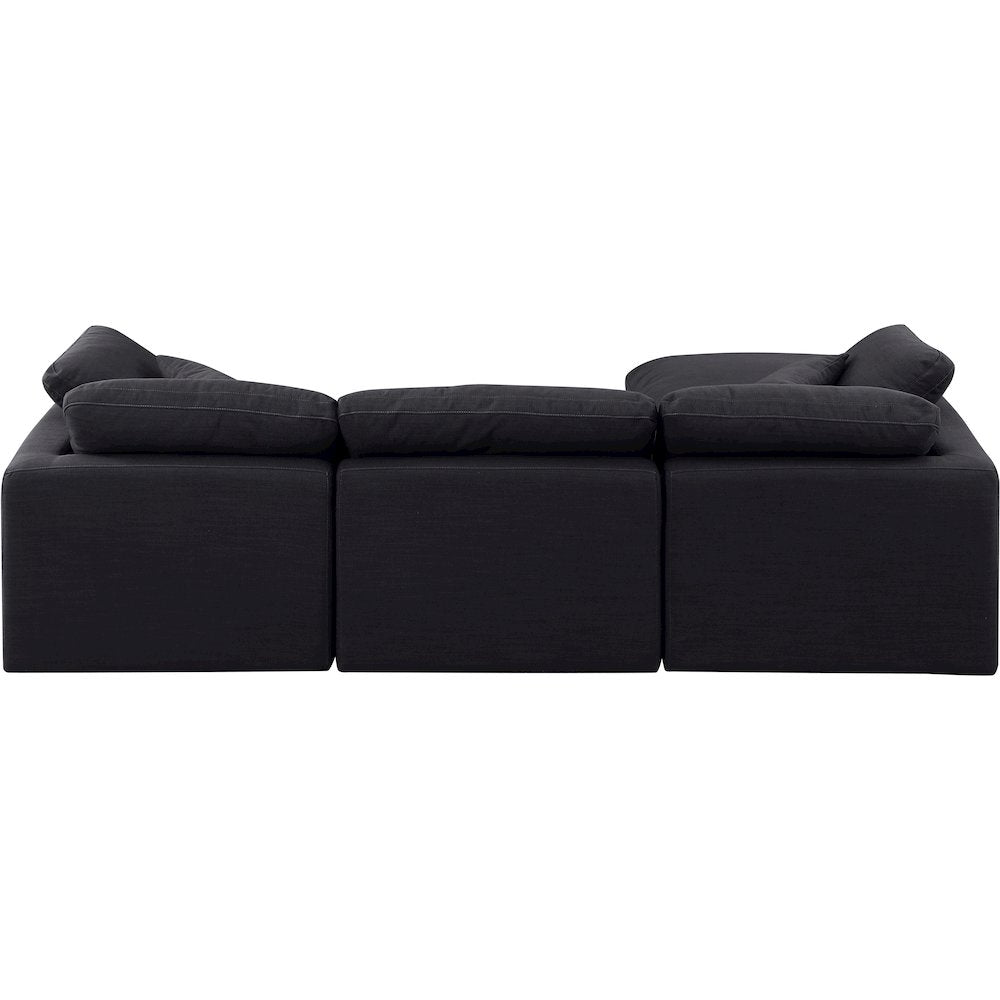 Indulge Black Linen Textured Fabric Modular Sectional