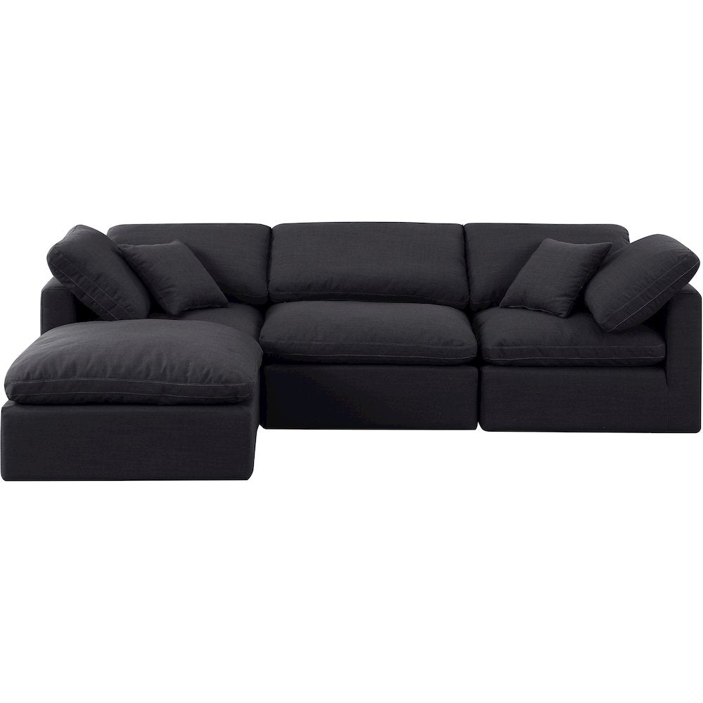 Indulge Black Linen Textured Fabric Modular Sectional