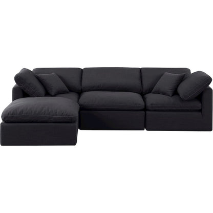 Indulge Black Linen Textured Fabric Modular Sectional