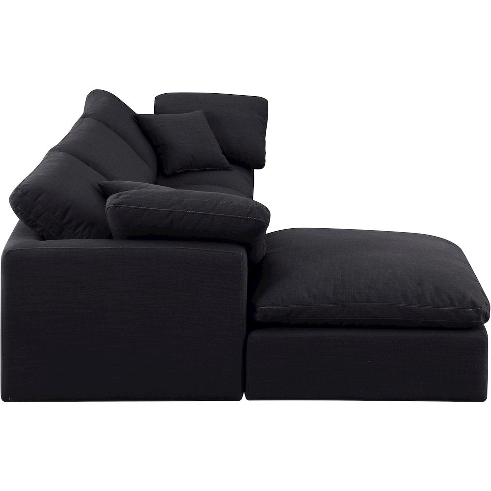 Indulge Black Linen Textured Fabric Modular Sectional