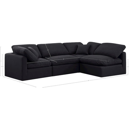 Indulge Black Linen Textured Fabric Modular Sectional