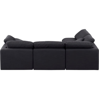 Indulge Black Linen Textured Fabric Modular Sectional