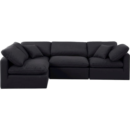 Indulge Black Linen Textured Fabric Modular Sectional