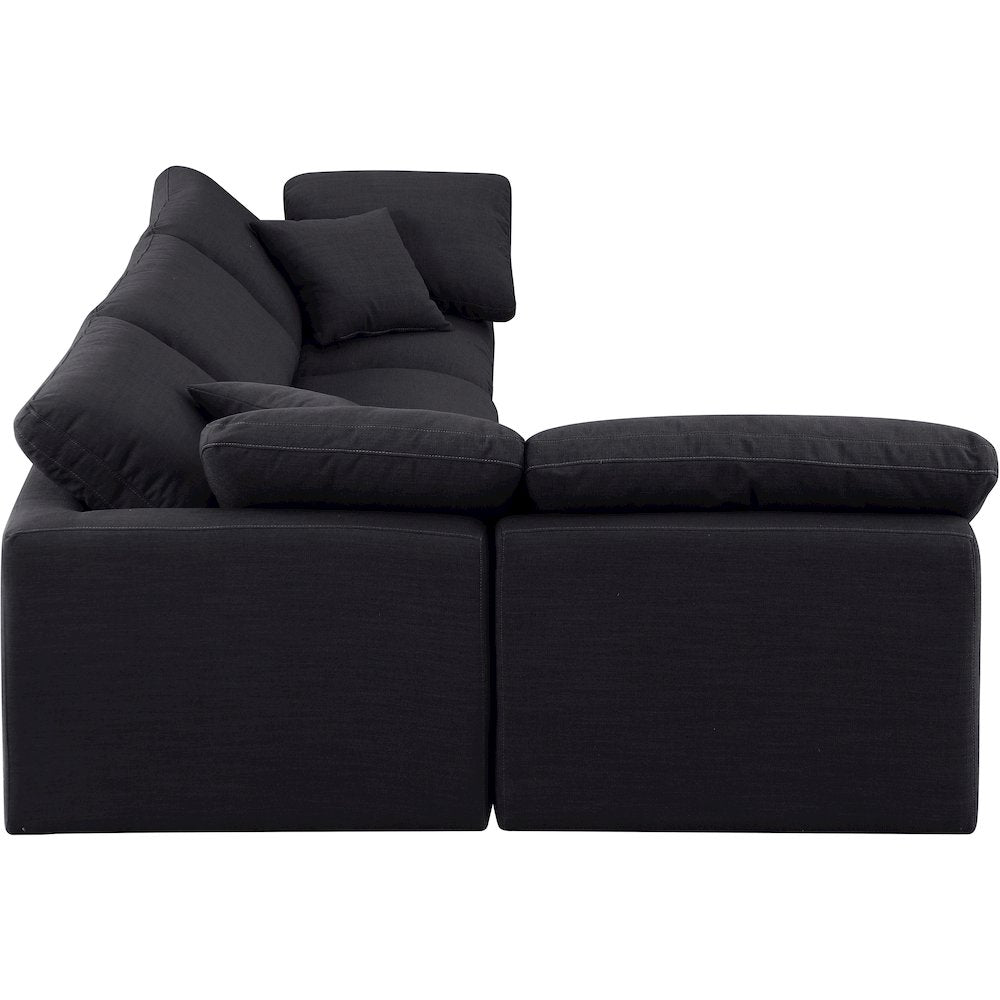 Indulge Black Linen Textured Fabric Modular Sectional