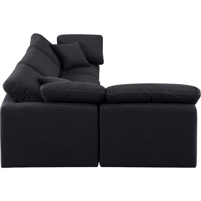 Indulge Black Linen Textured Fabric Modular Sectional