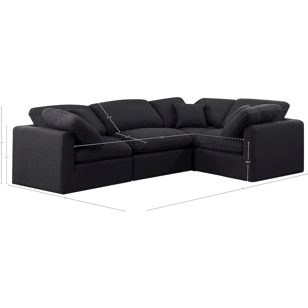 Indulge Black Linen Textured Fabric Modular Sectional