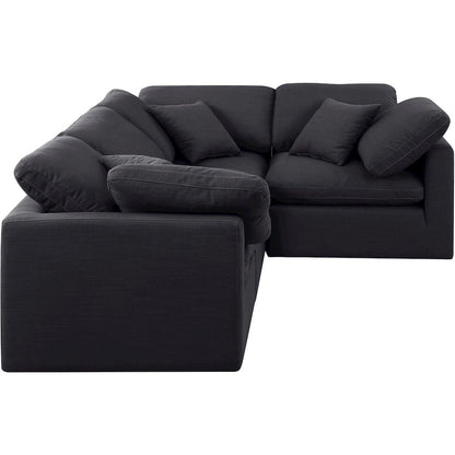 Indulge Black Linen Textured Fabric Modular Sectional