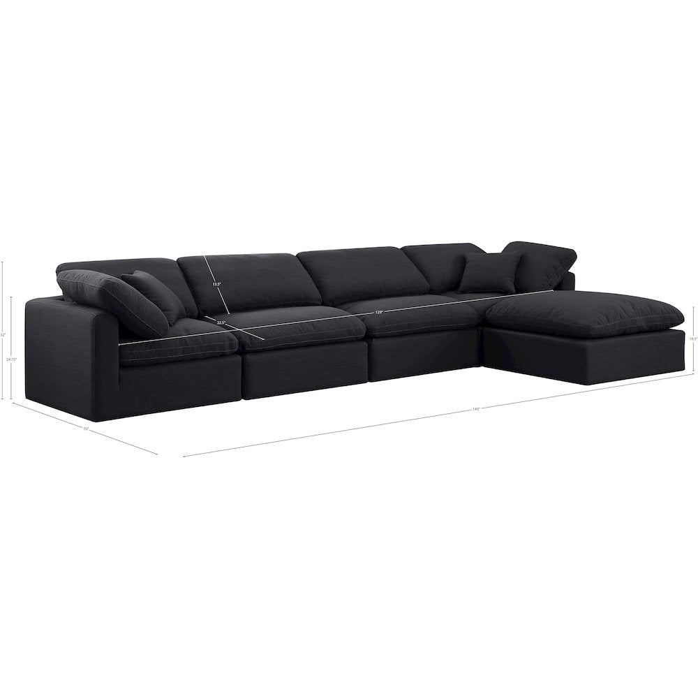 Indulge Black Linen Textured Fabric Modular Sectional