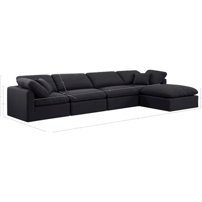 Indulge Black Linen Textured Fabric Modular Sectional