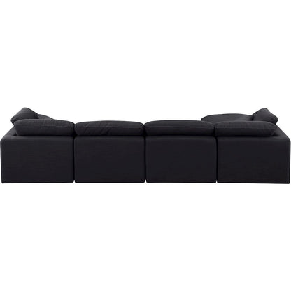 Indulge Black Linen Textured Fabric Modular Sectional
