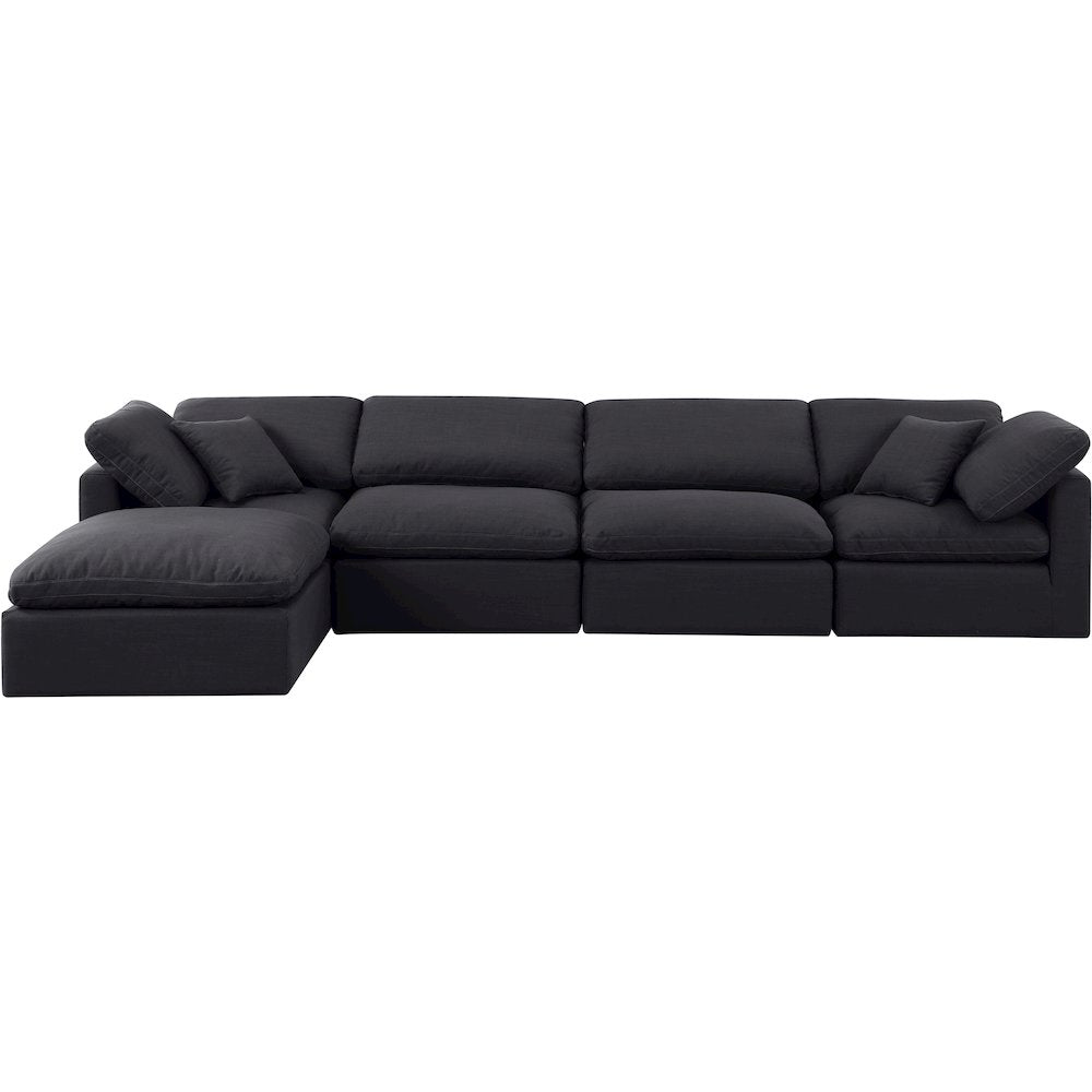 Indulge Black Linen Textured Fabric Modular Sectional