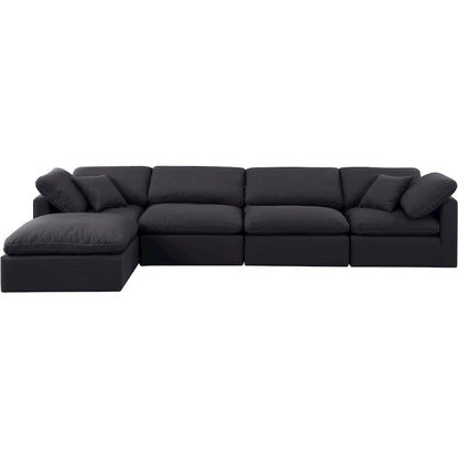 Indulge Black Linen Textured Fabric Modular Sectional