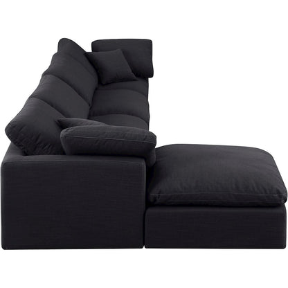 Indulge Black Linen Textured Fabric Modular Sectional