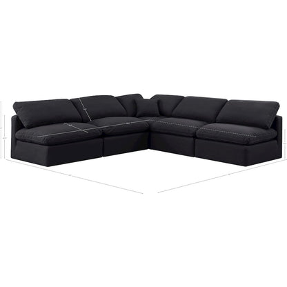 Indulge Black Linen Textured Fabric Modular Sectional