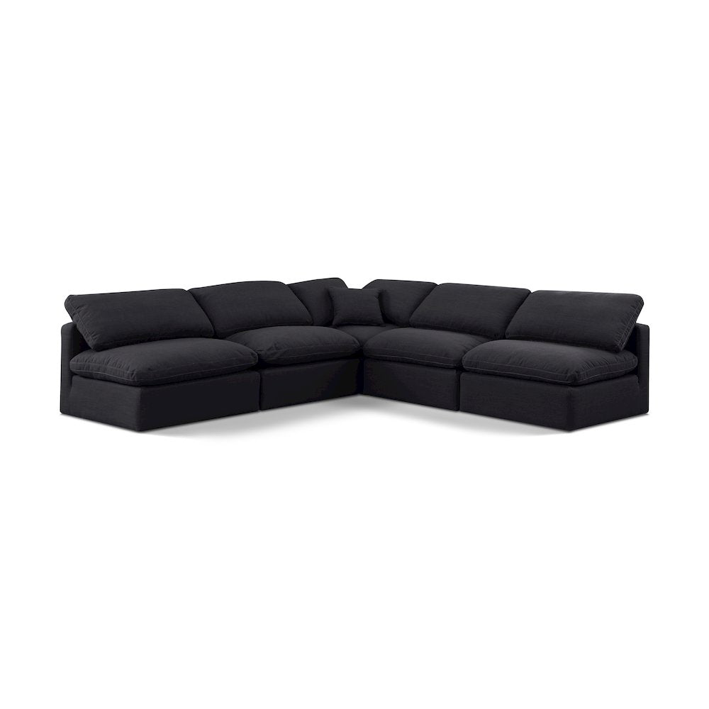 Indulge Black Linen Textured Fabric Modular Sectional