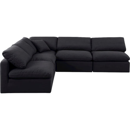 Indulge Black Linen Textured Fabric Modular Sectional