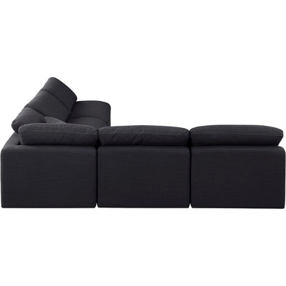 Indulge Black Linen Textured Fabric Modular Sectional