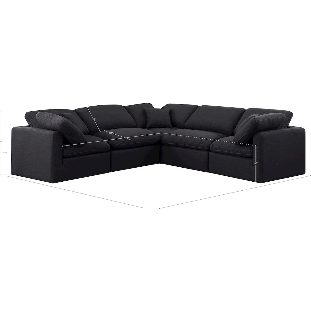 Indulge Black Linen Textured Fabric Modular Sectional