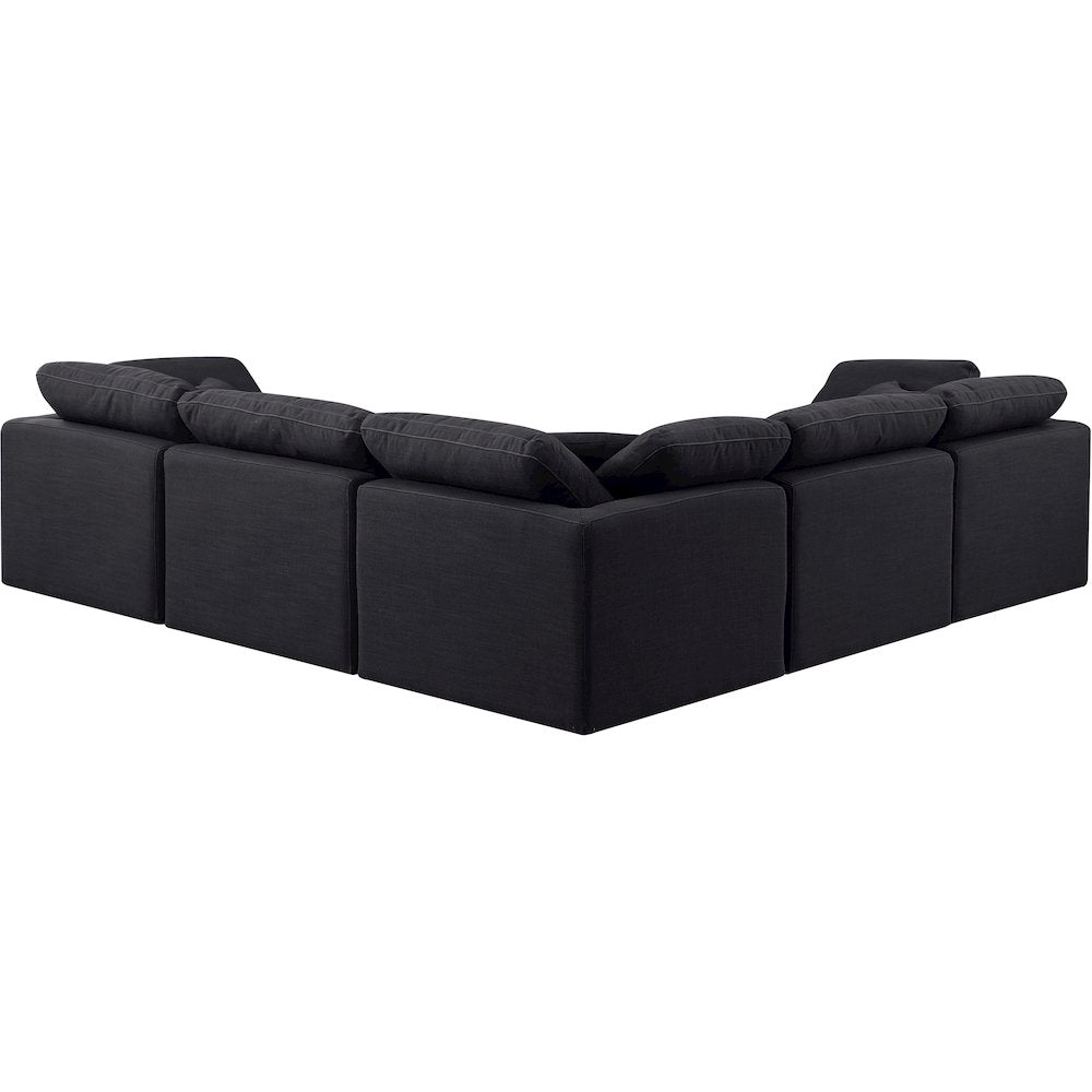 Indulge Black Linen Textured Fabric Modular Sectional