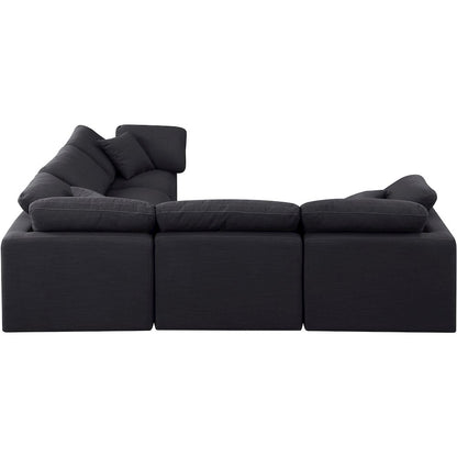 Indulge Black Linen Textured Fabric Modular Sectional