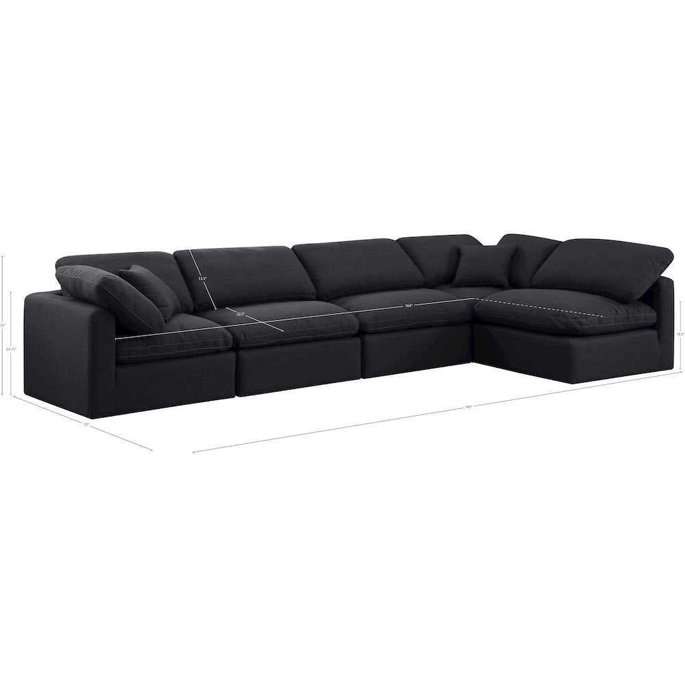 Indulge Black Linen Textured Fabric Modular Sectional