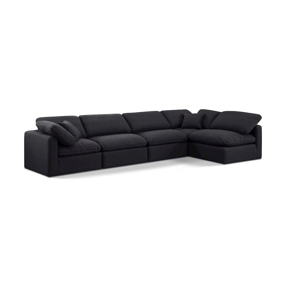 Indulge Black Linen Textured Fabric Modular Sectional