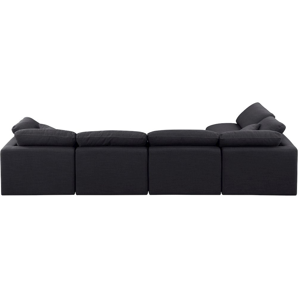 Indulge Black Linen Textured Fabric Modular Sectional