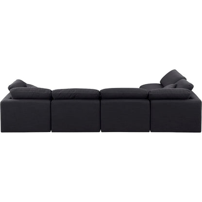 Indulge Black Linen Textured Fabric Modular Sectional