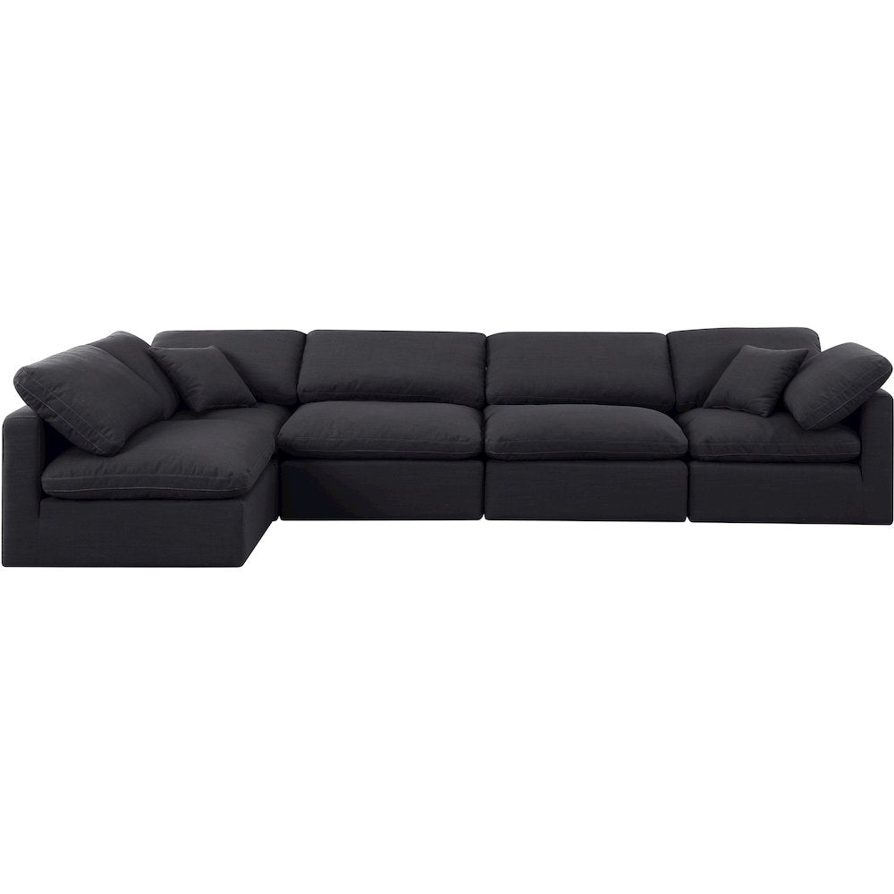 Indulge Black Linen Textured Fabric Modular Sectional