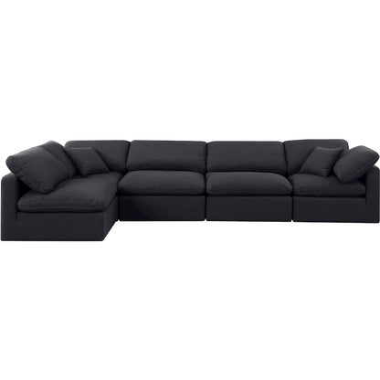 Indulge Black Linen Textured Fabric Modular Sectional