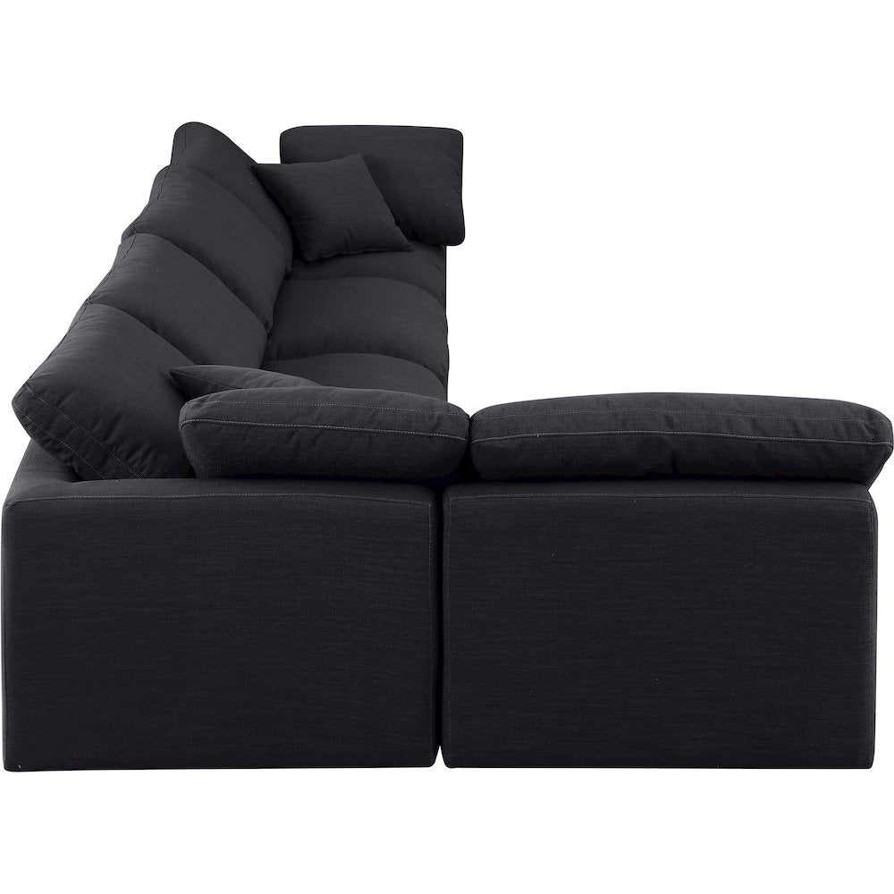 Indulge Black Linen Textured Fabric Modular Sectional