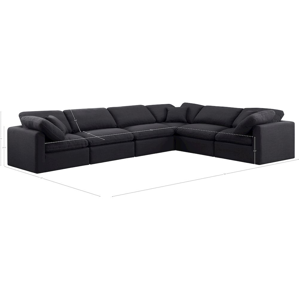 Indulge Black Linen Textured Fabric Modular Sectional
